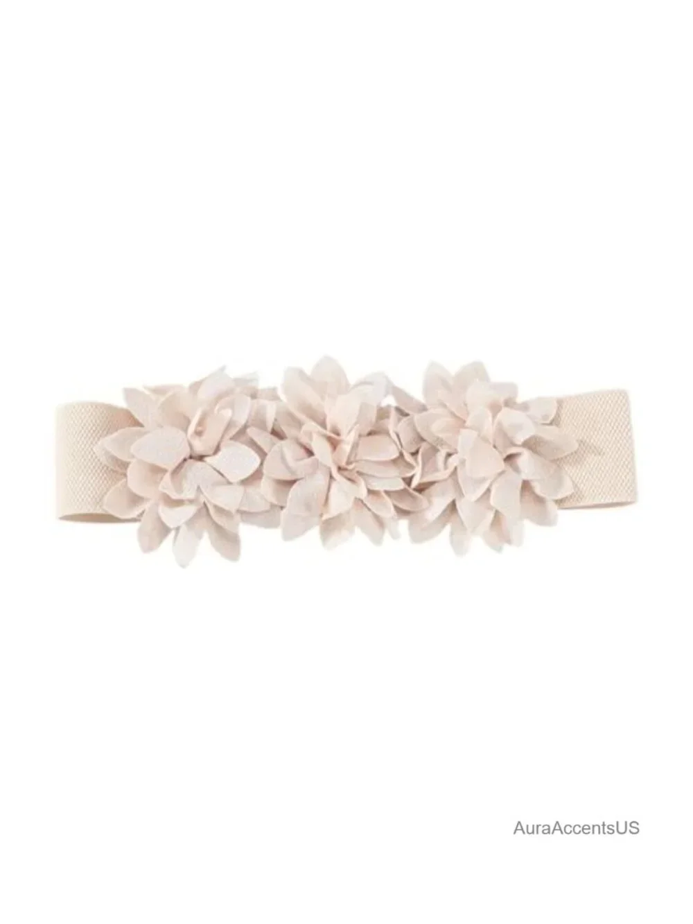 Womens Floral Bow Wide Elastic Waist Stretch Cinch Belt Faux Leather